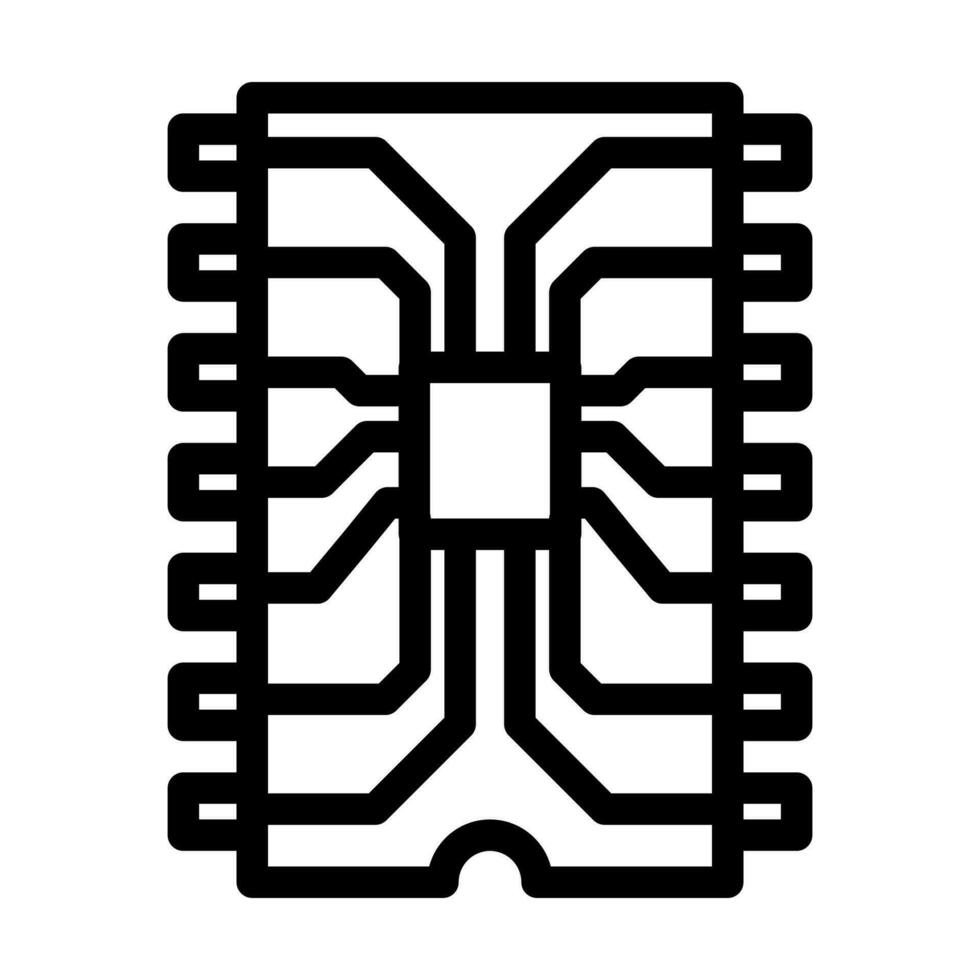 ic chip electronic component line icon vector illustration