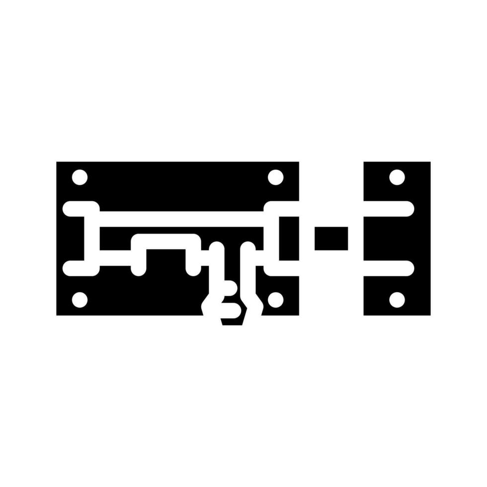 pestillo puerta hardware mueble adecuado glifo icono vector ilustración