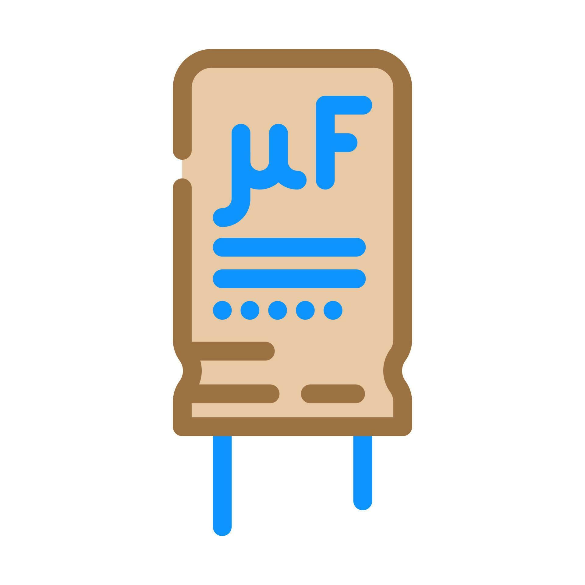 electrolytic capacitor electronic component color icon vector