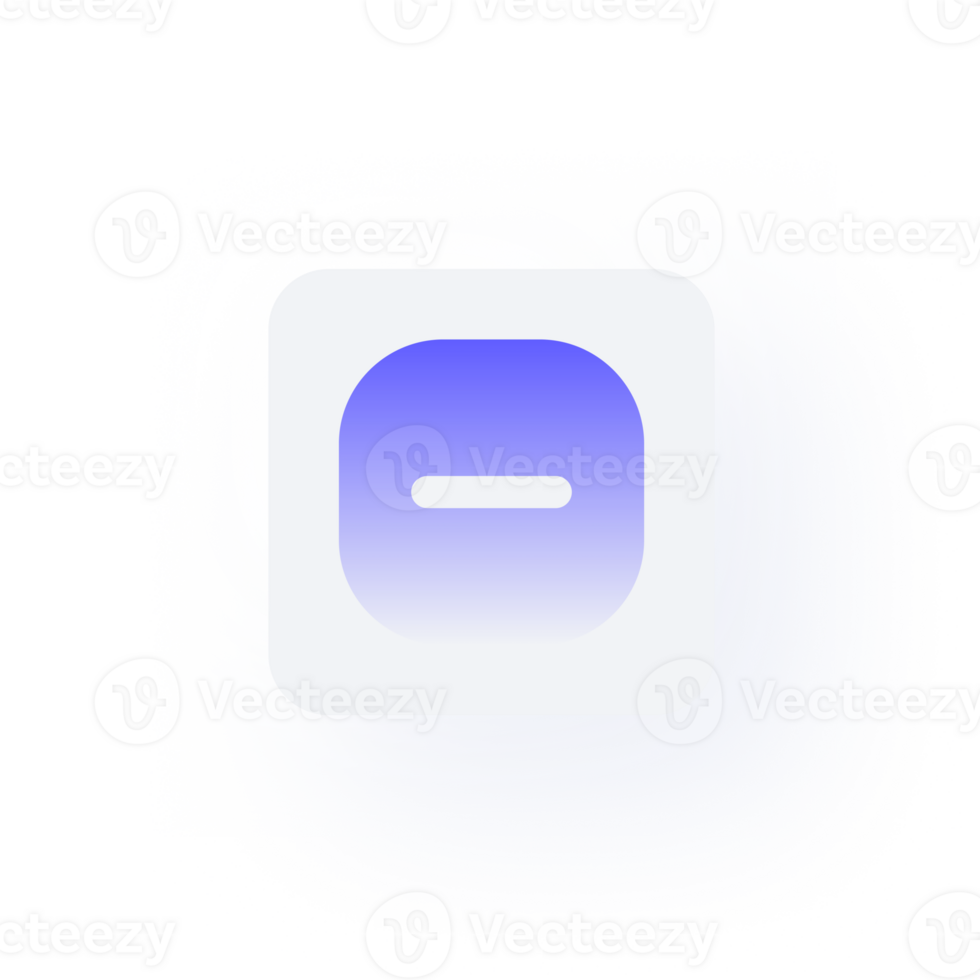 White Neumorphism button icon minus square png