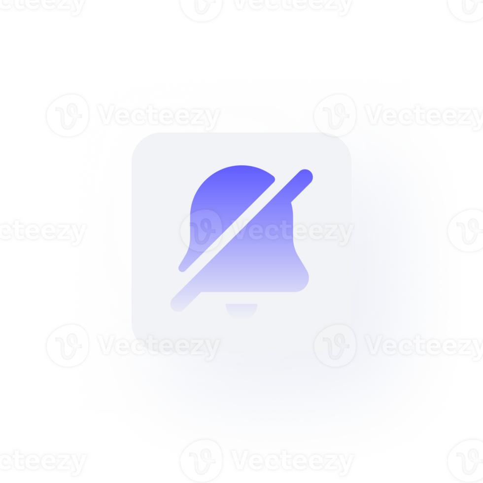 White Neumorphism button icon bell slash png