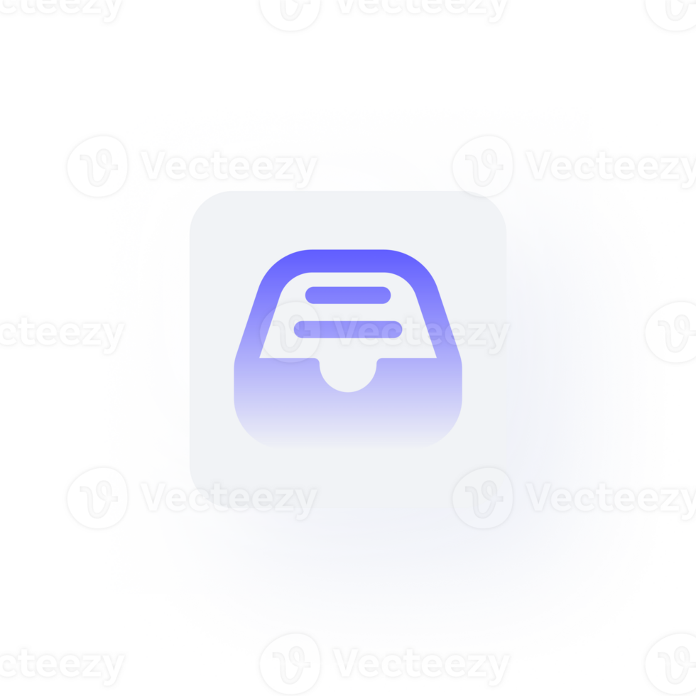 White Neumorphism button icon inbox png