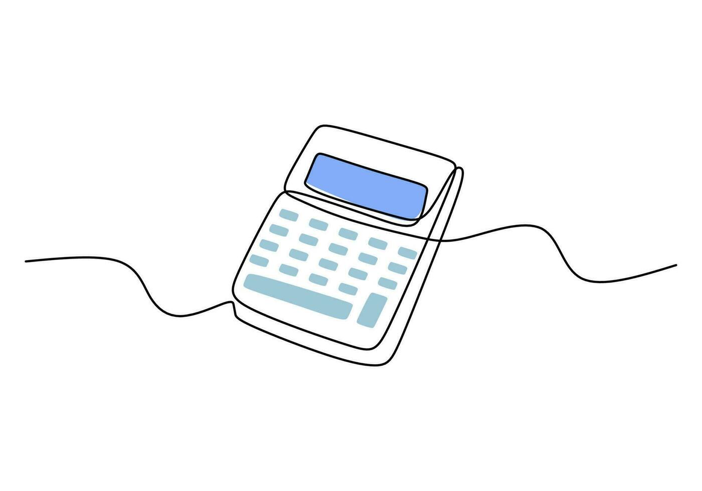 Calculator - School education object, one line drawing continuous design vector