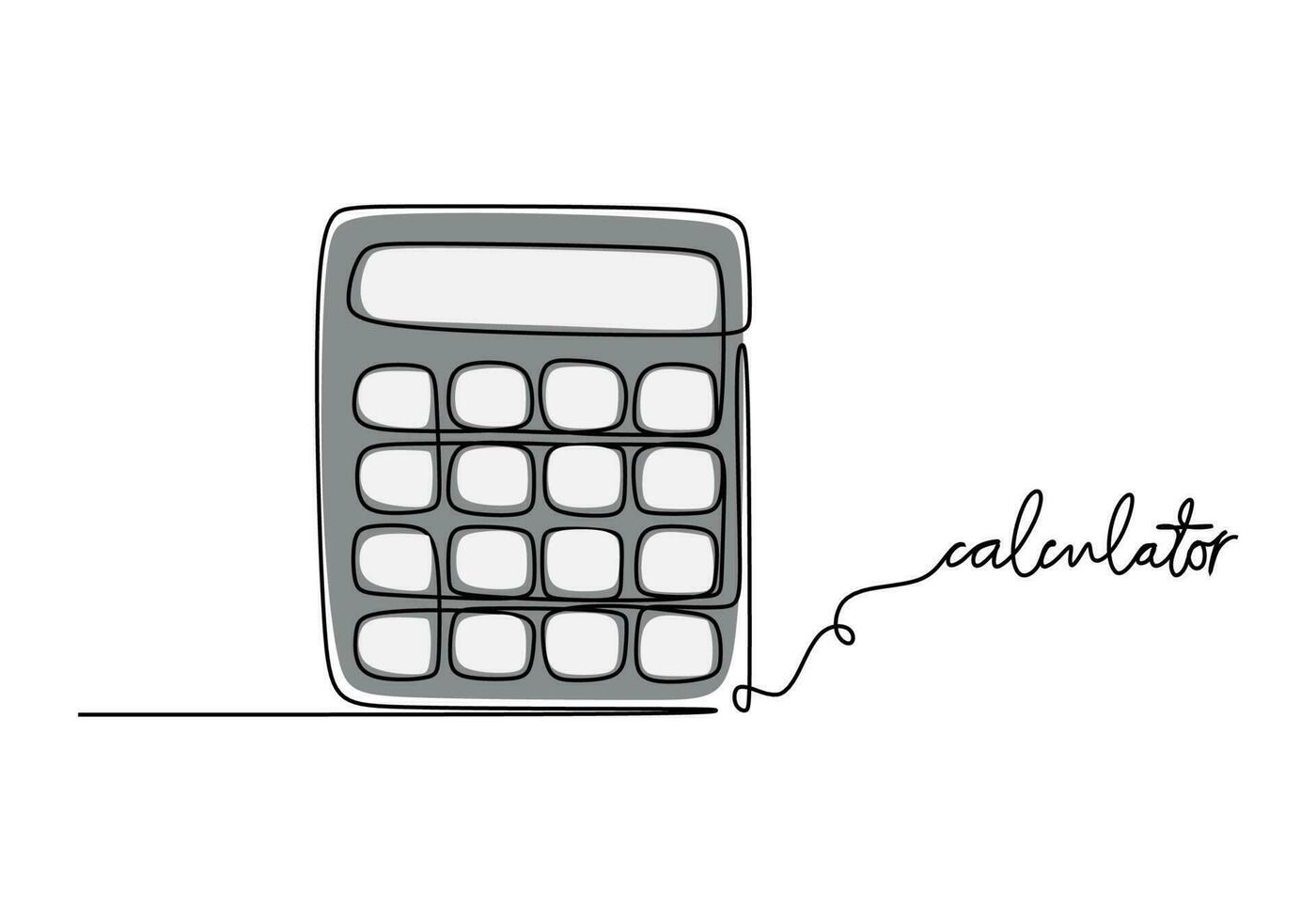 Calculator School education object, one line drawing continuous design vector