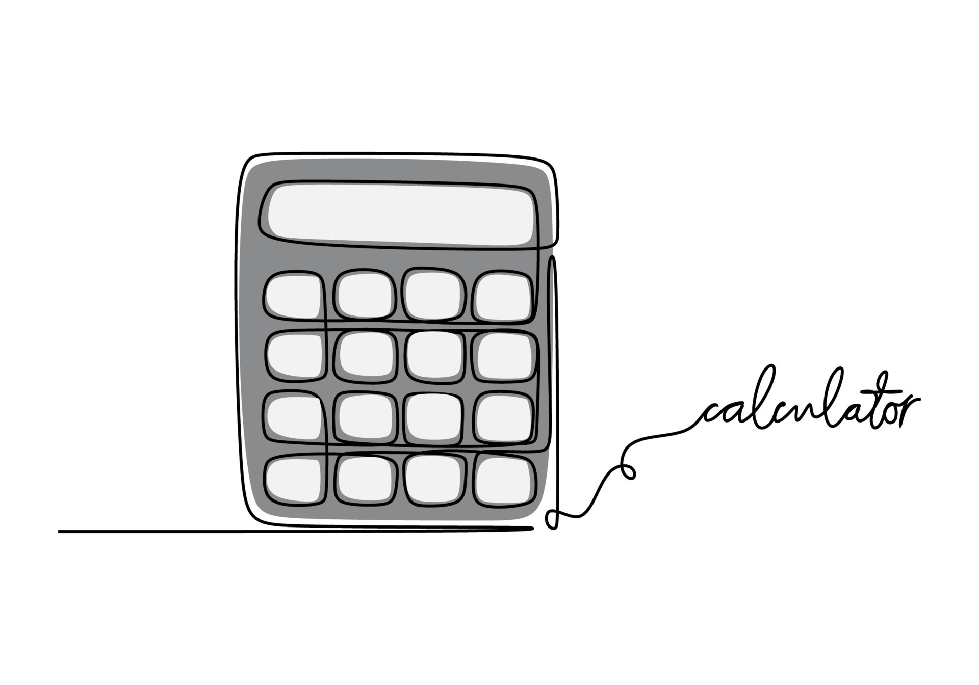 Calculator School education object one line drawing continuous