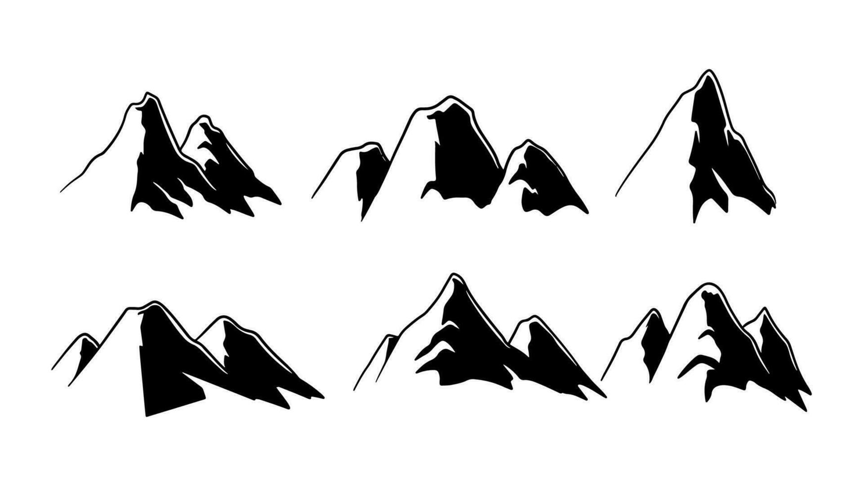 Mountain silhouette set, Collection of vector illustrations