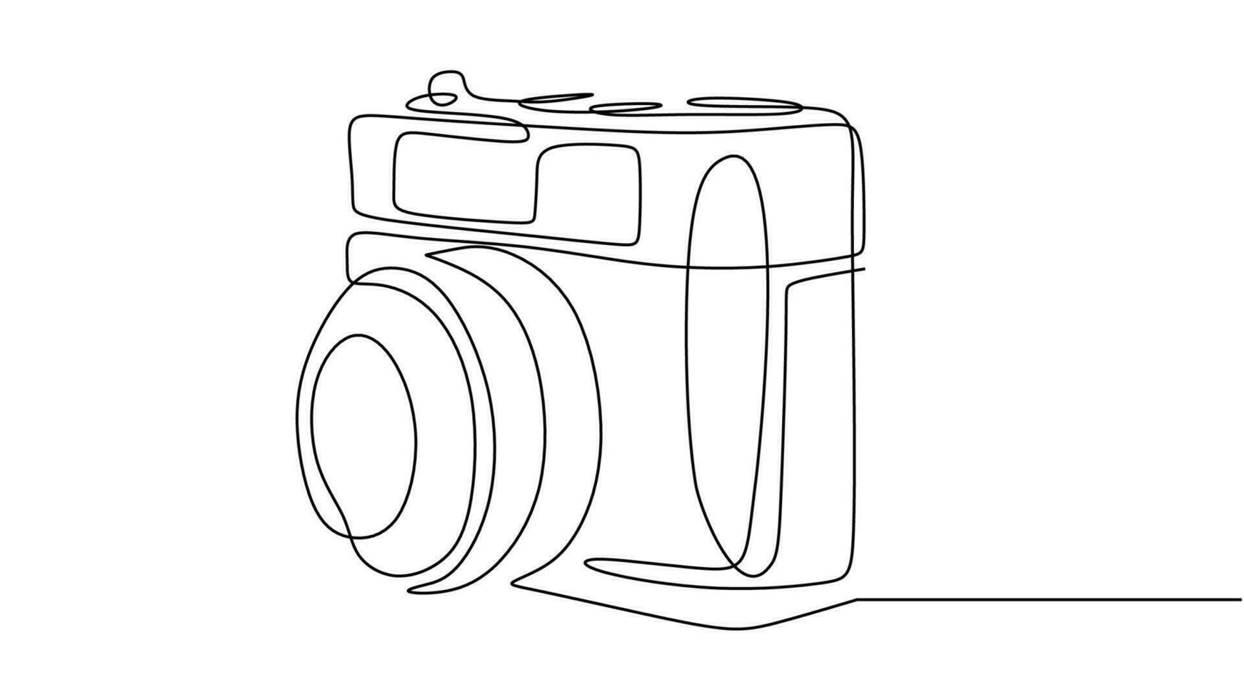 Old camera one line drawing. Vector editable stroke, hand drawn continuous sketch minimalist and simple desgin.