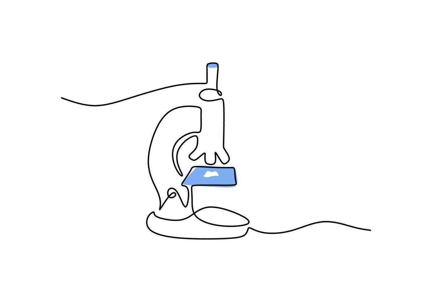 Microscope School education object, one line drawing continuous design vector