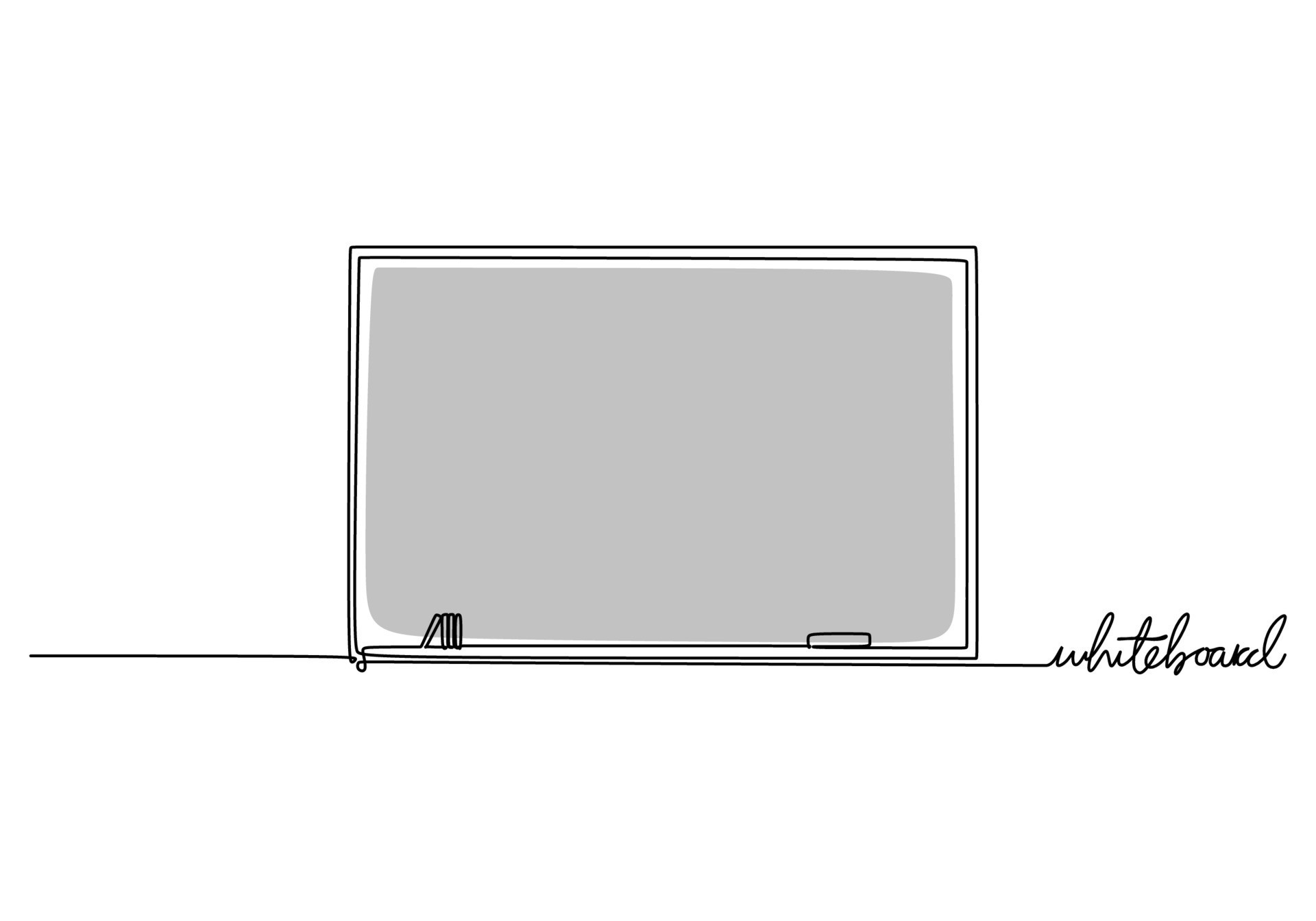 Chalkboard School education object, one line drawing continuous design