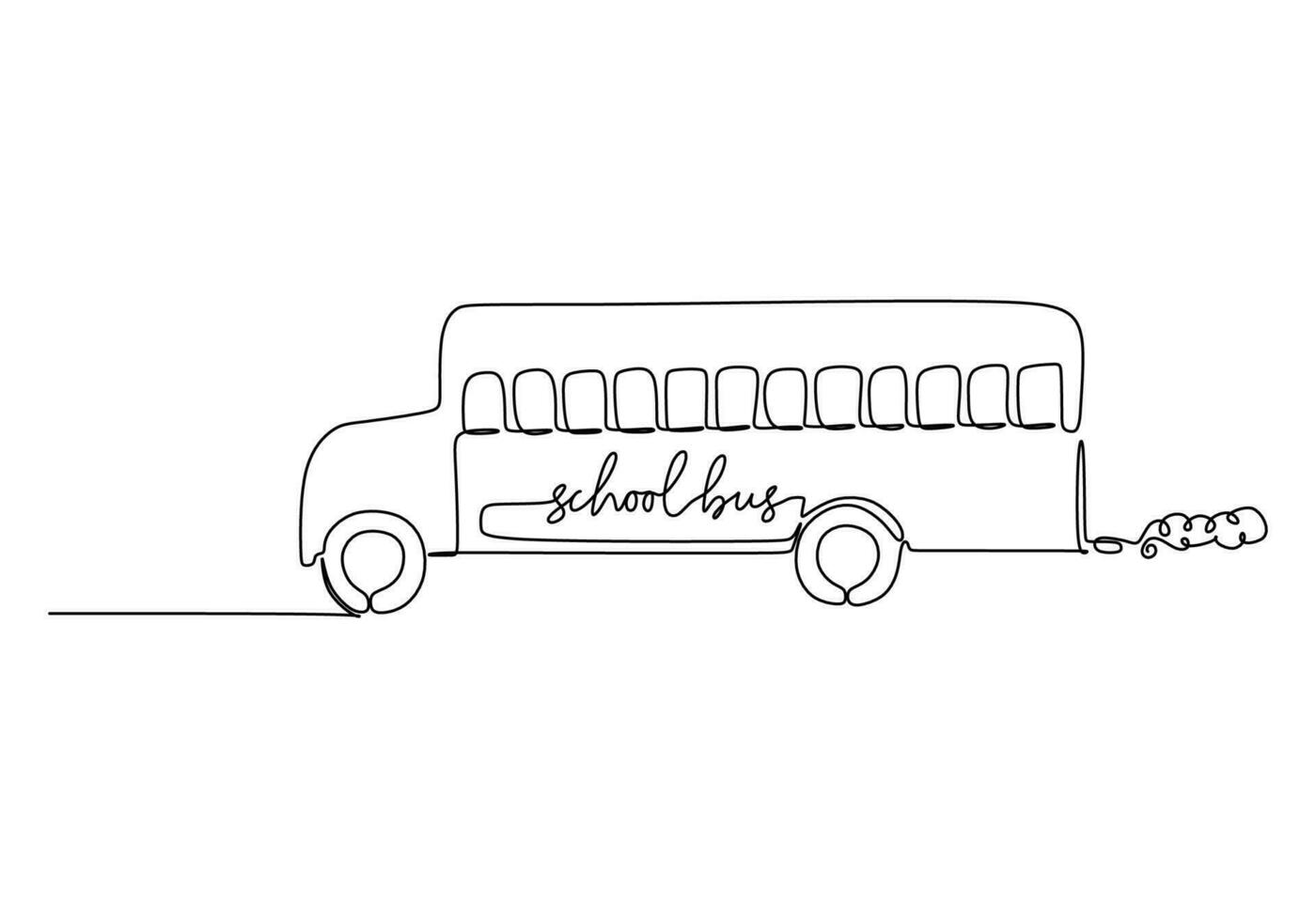 School bus School education object, one line drawing continuous design vector