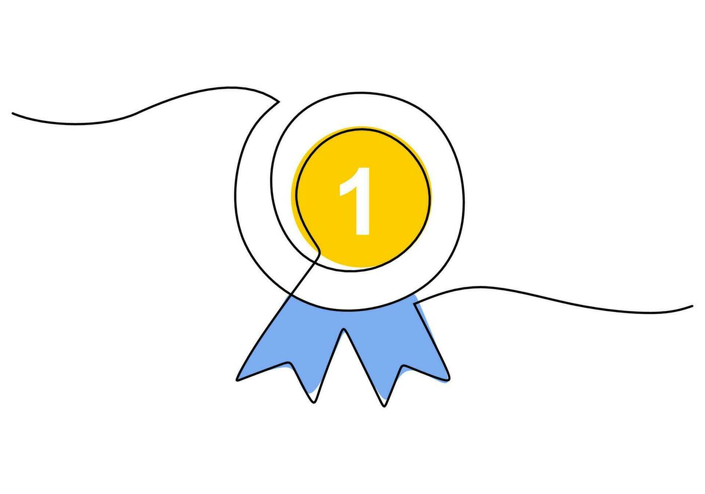 Medal - School education object, one line drawing continuous design vector