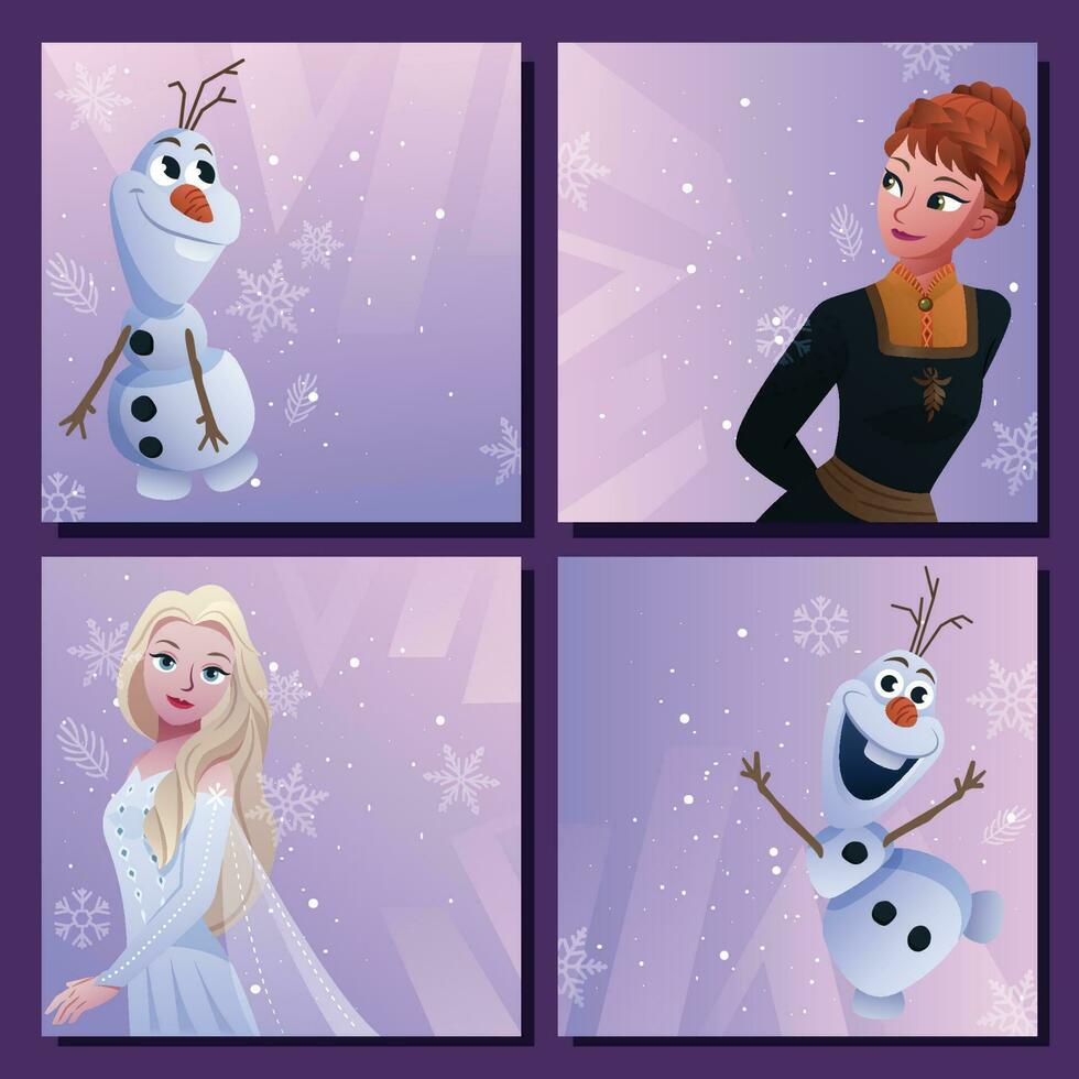 Queen of Ice and Her Friends in Social Media Templates vector