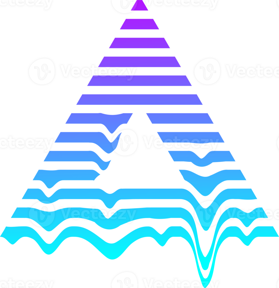 Glitch cyberpunk geometric shape. Abstract graphic design element. Futuristic melted drips. Liquid triangle png