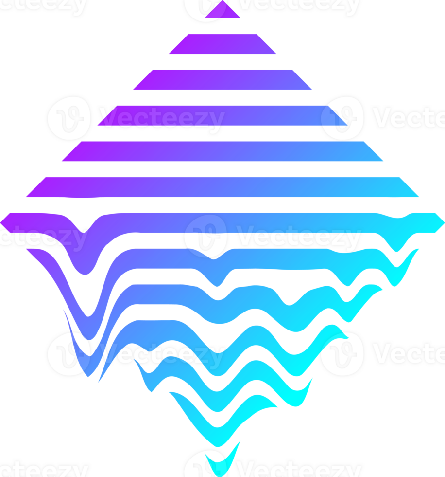 Glitch cyberpunk geometric shape. Abstract graphic design element. Futuristic melted drips. Liquid rhombus png