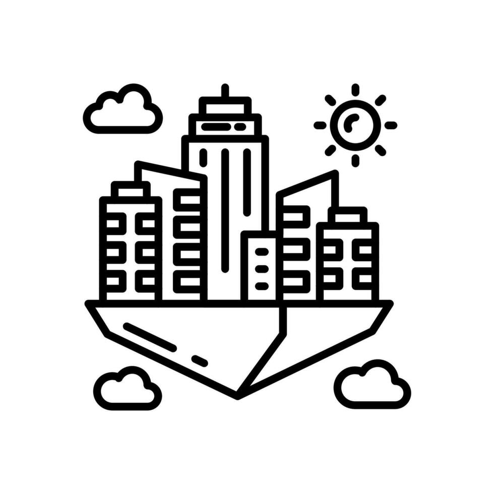 flotante ciudad icono en vector. ilustración vector