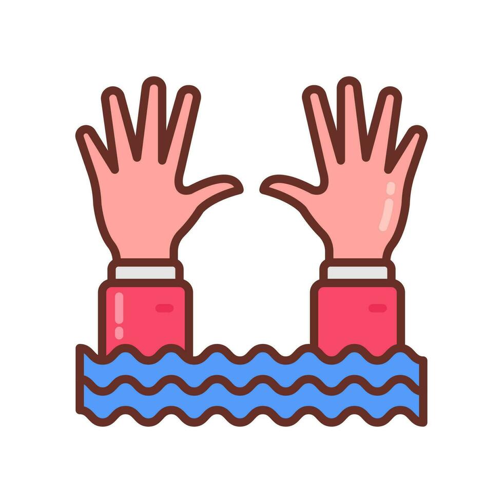 Drowning icon in vector. Illustration vector