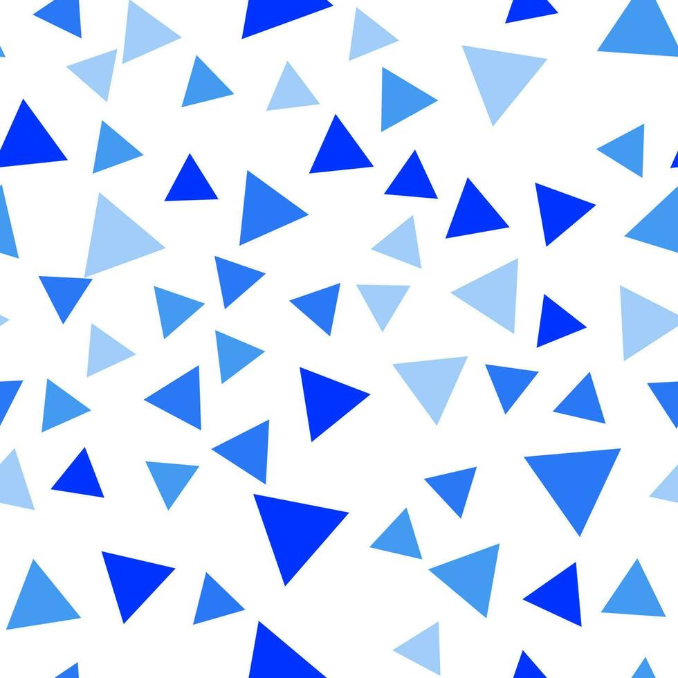 Geometric seamless pattern of triangles in various shades of blue color for textile, paper and other surfaces vector