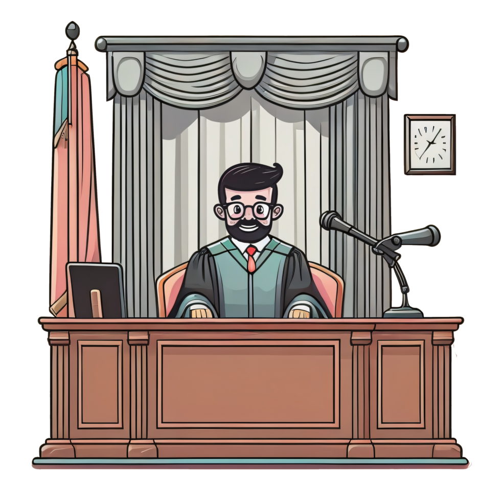 juiz e sala de audiências png