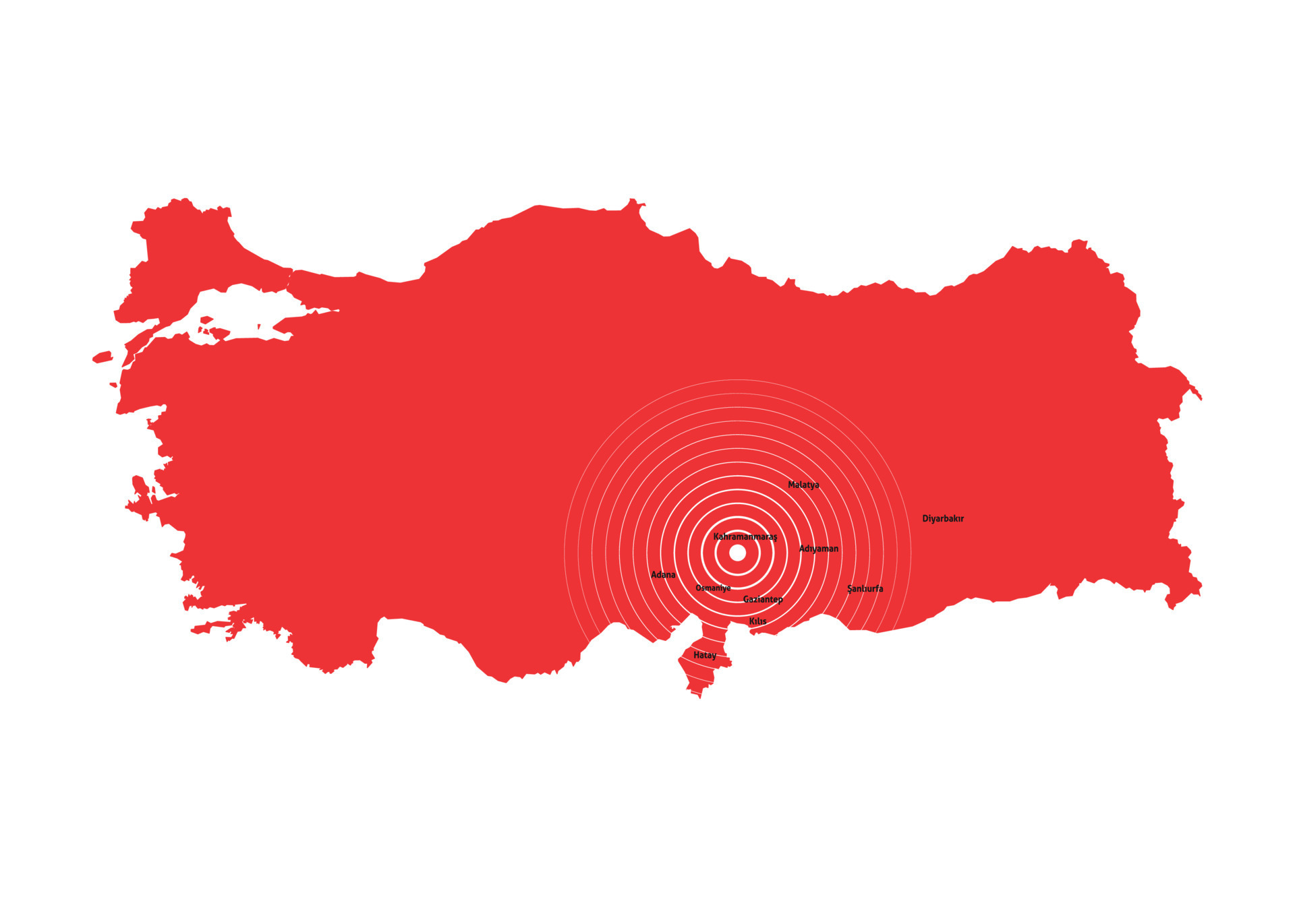 Earthquake in Turkey. Central fault line. The central map of the