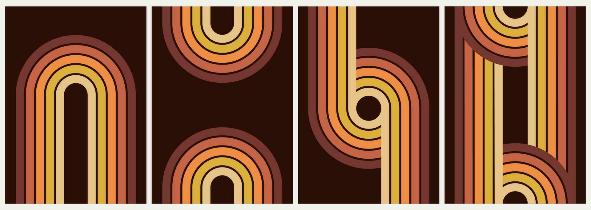 resumen moderno geométrico minimalista carteles con sencillo formas en 70s retro estilo. vector