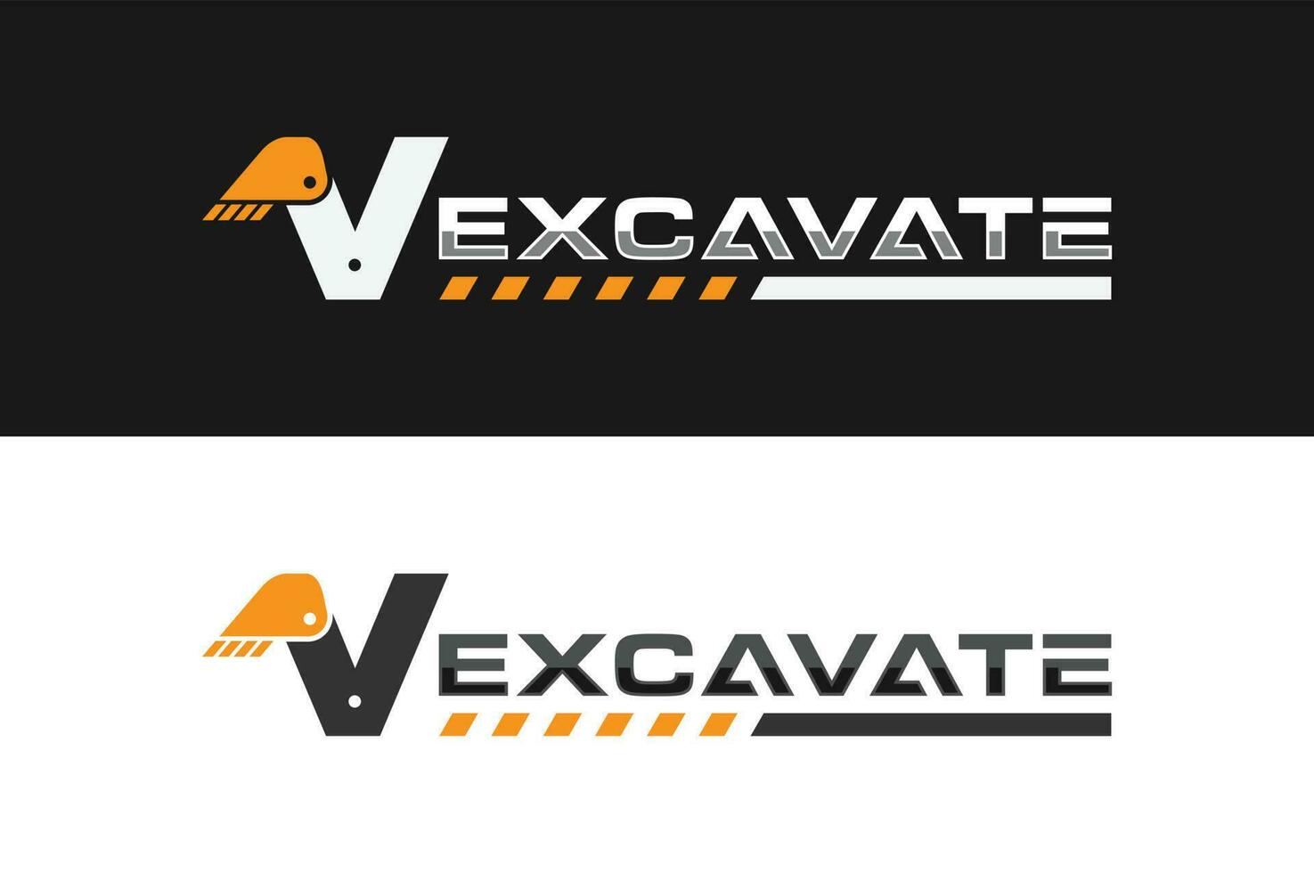logotipo de la excavadora letra v vector