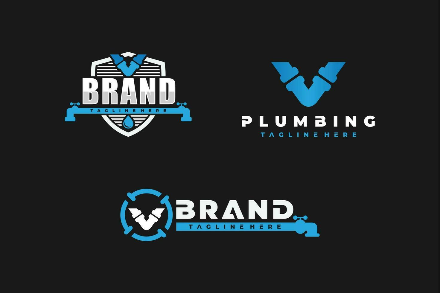 letter V pipe bundle logo vector