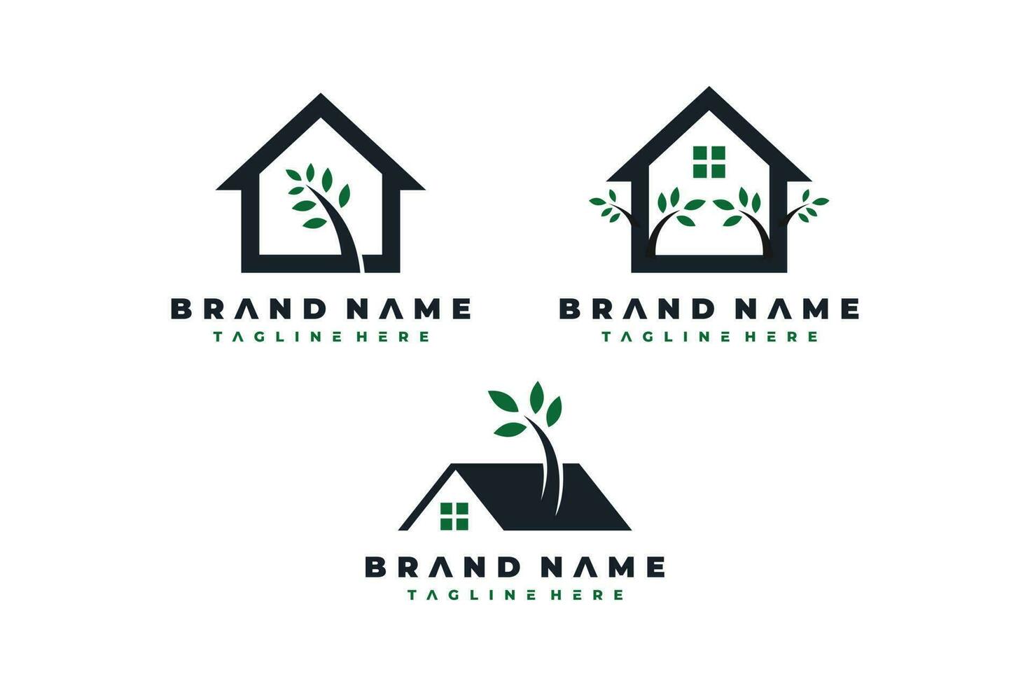 home plant leaf bundle logo vector