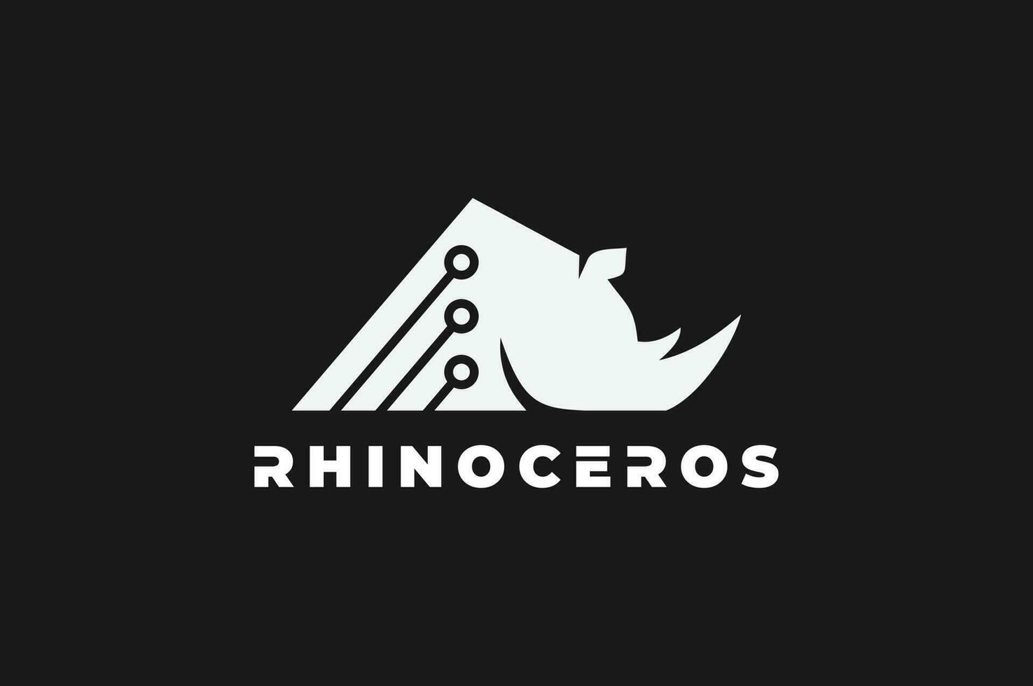 rinoceronte circulo tecnología logo vector