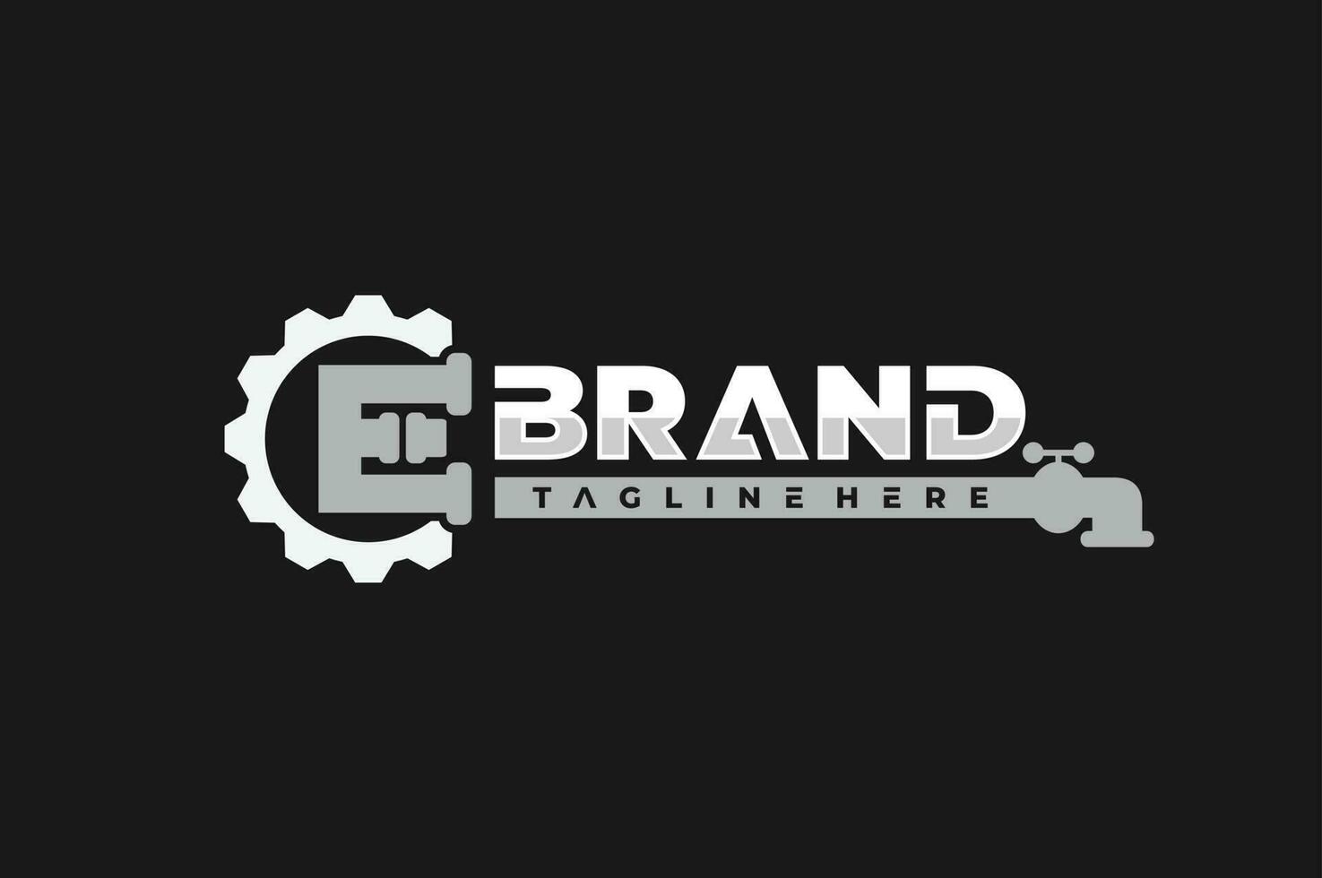 letter E gear pipe logo vector