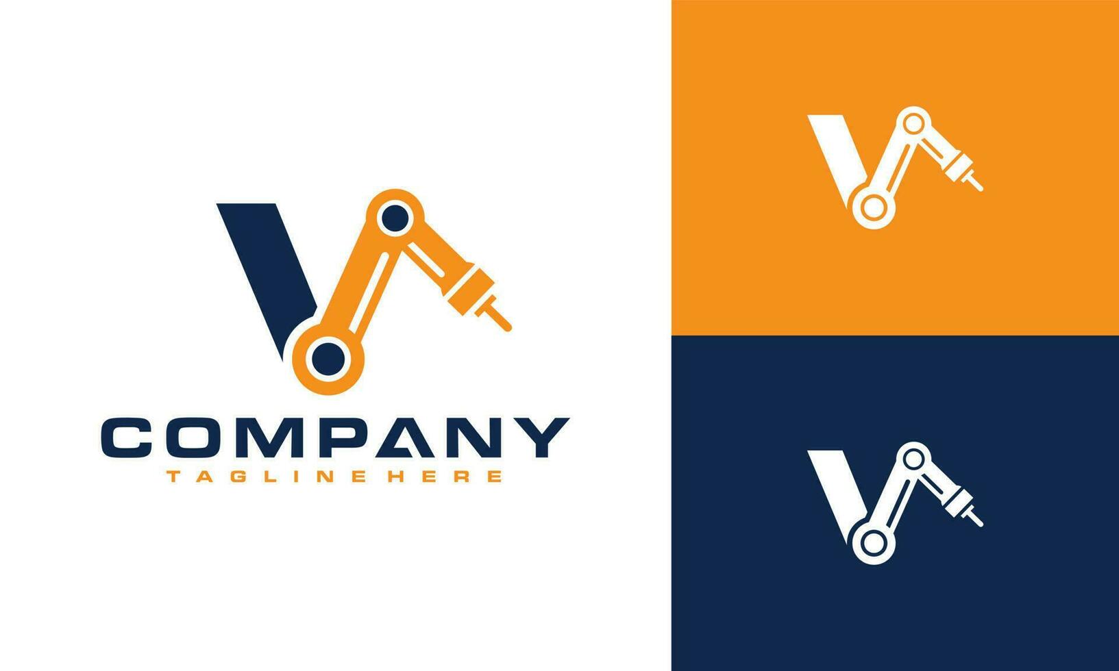 letter V robot arm logo vector