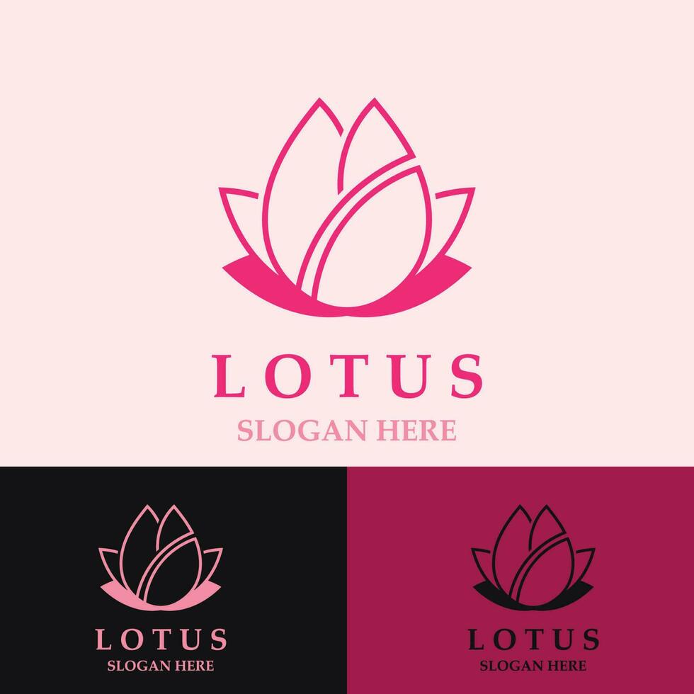 Floral Lotus line art beauty simple and modern logo template vector element