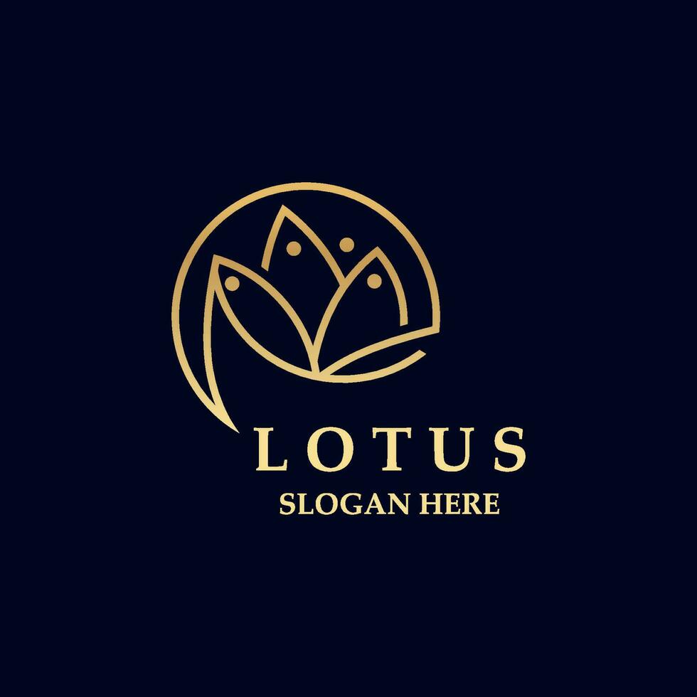 Floral Lotus line art beauty simple and modern logo template vector element