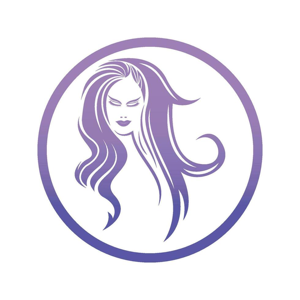 mujer belleza, salón, spa, pelo minimalista logo diseño vector