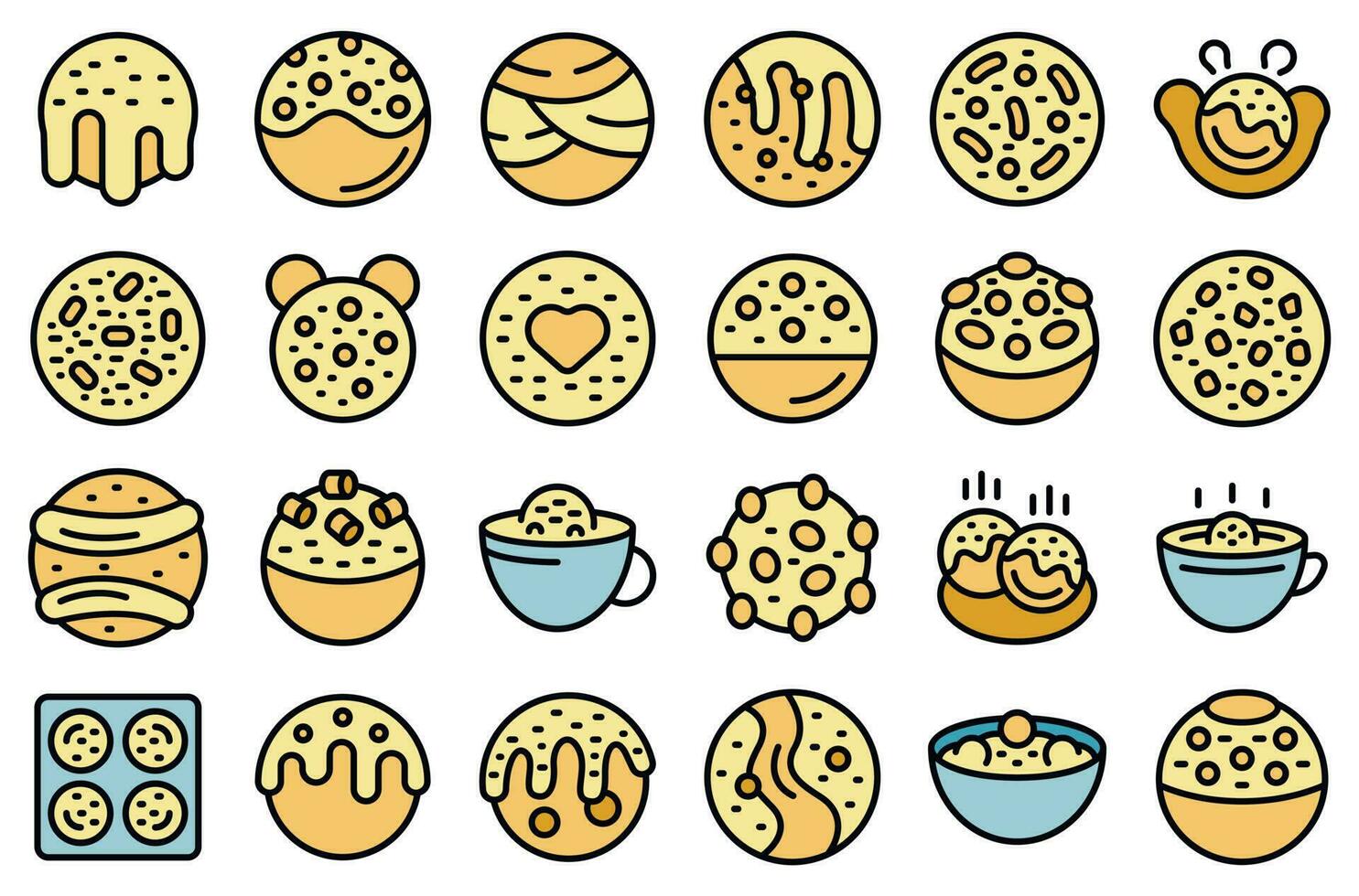 Cocoa bomb icons set vector flat