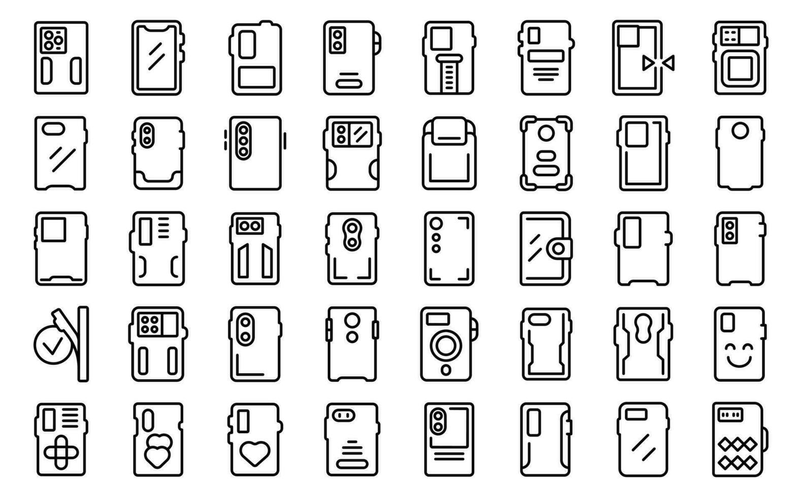 Case for mobile phone icons set outline vector. Mobile wallet vector