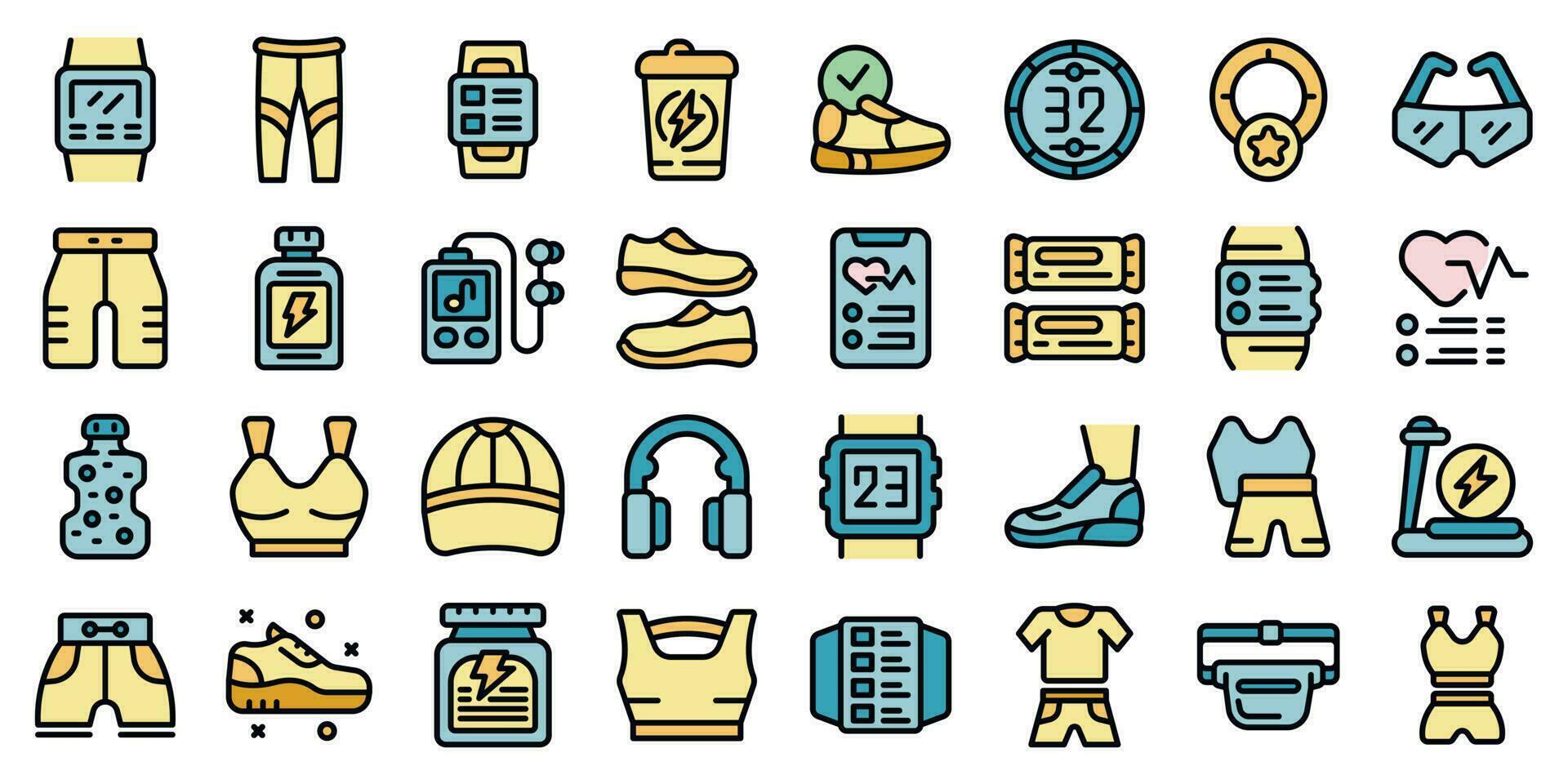 Running accessories icons set vector flat