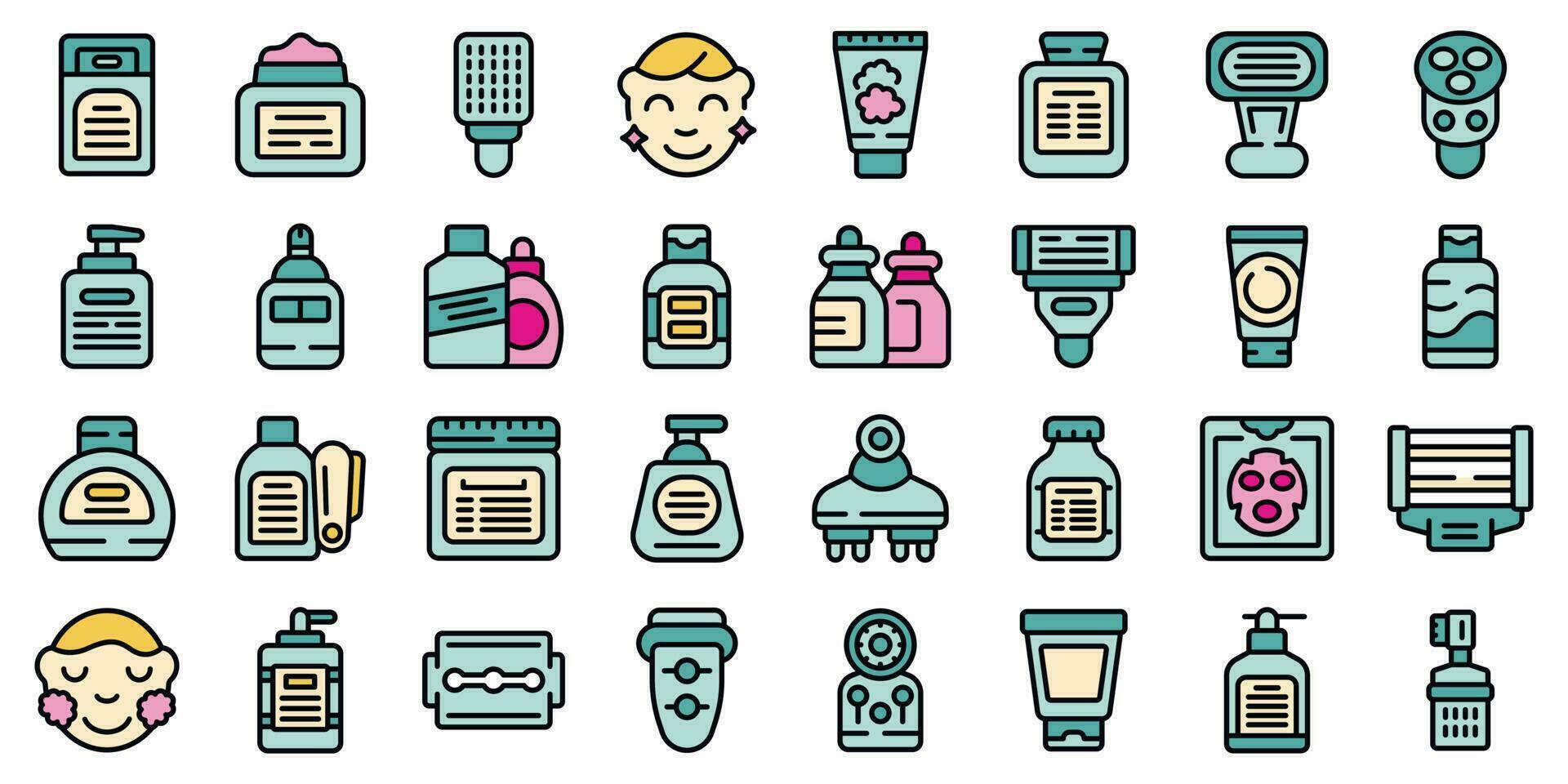 Mens skin care icons set vector flat