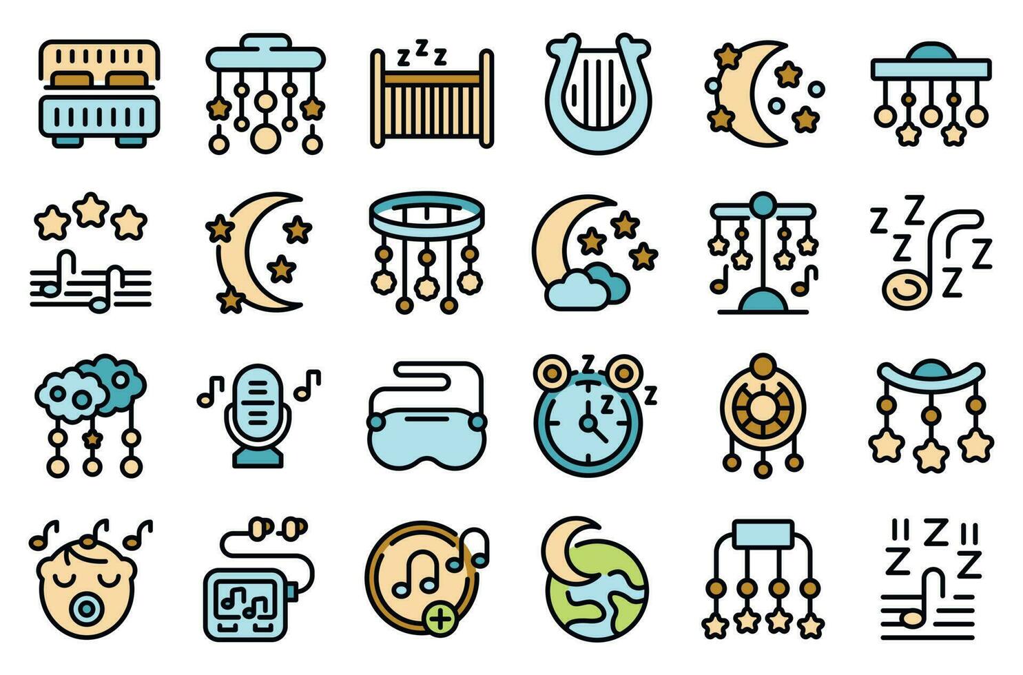 Lullaby icons set vector flat