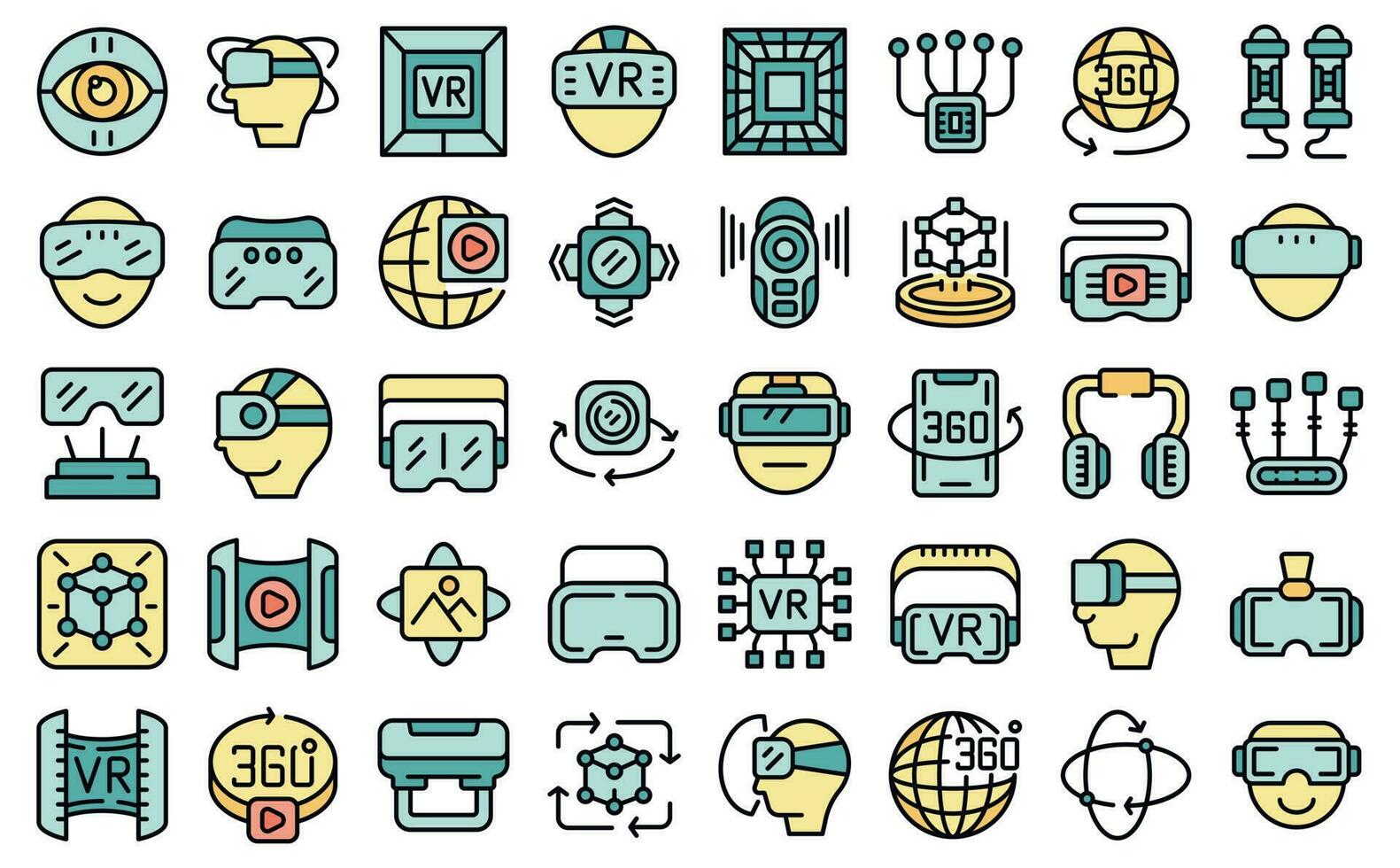 Virtual reality helmet icons set vector flat