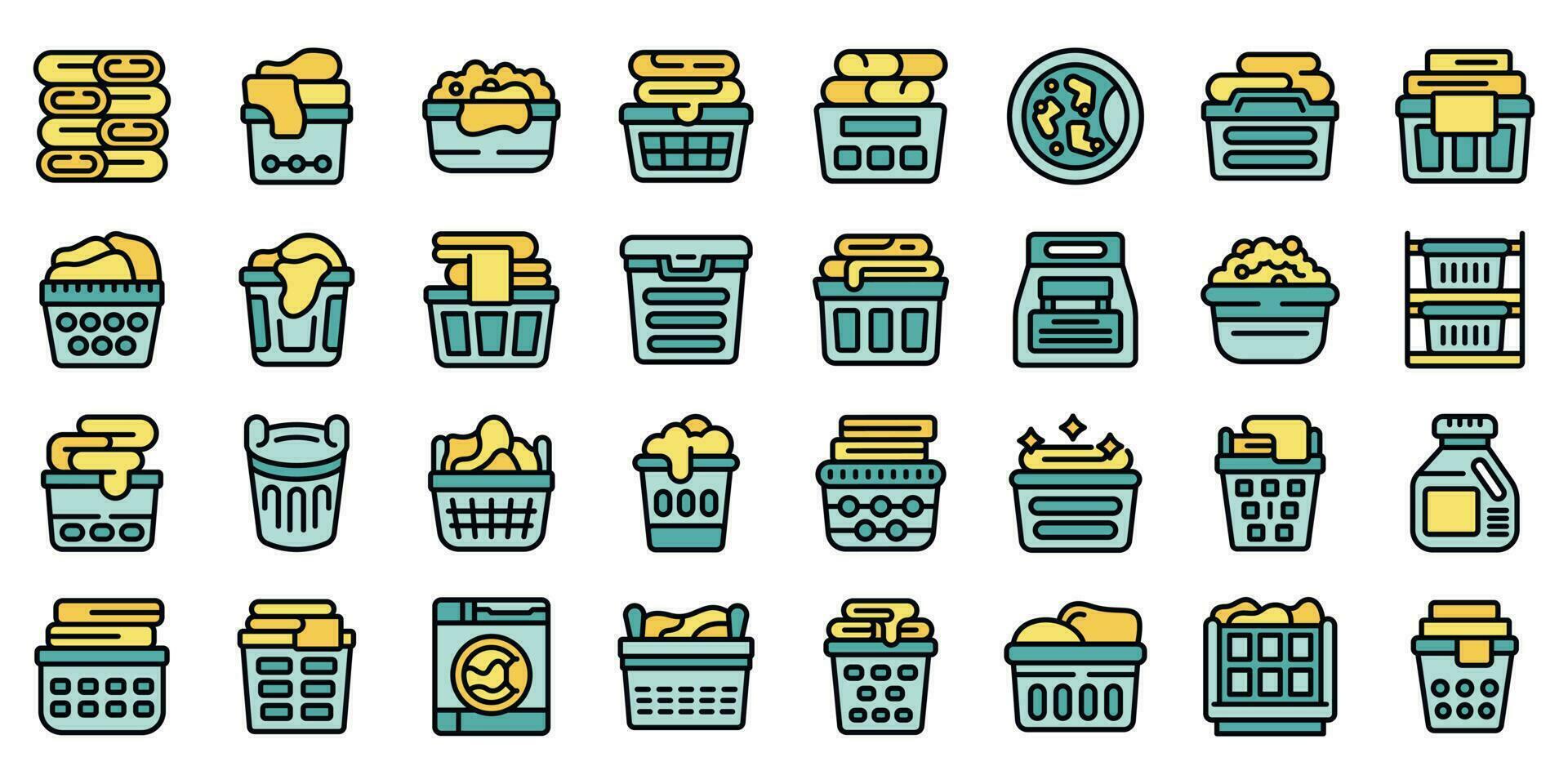 Laundry basket icons set vector flat