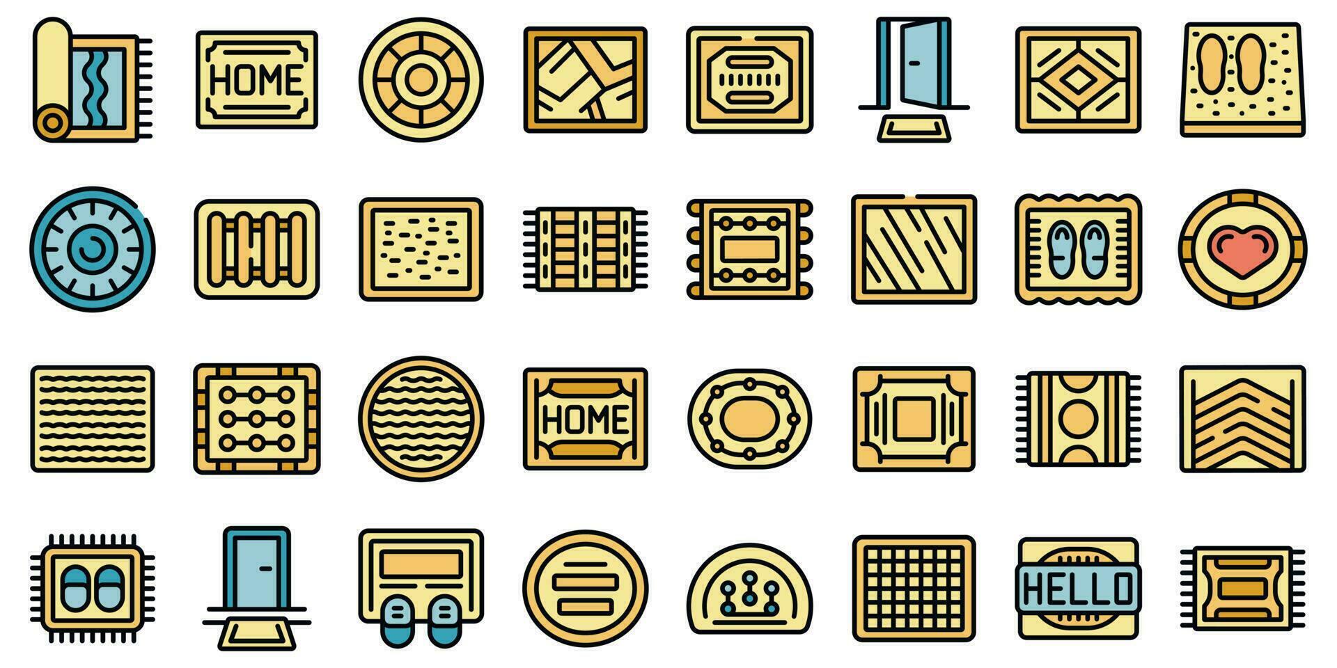 Door mat icons set vector flat