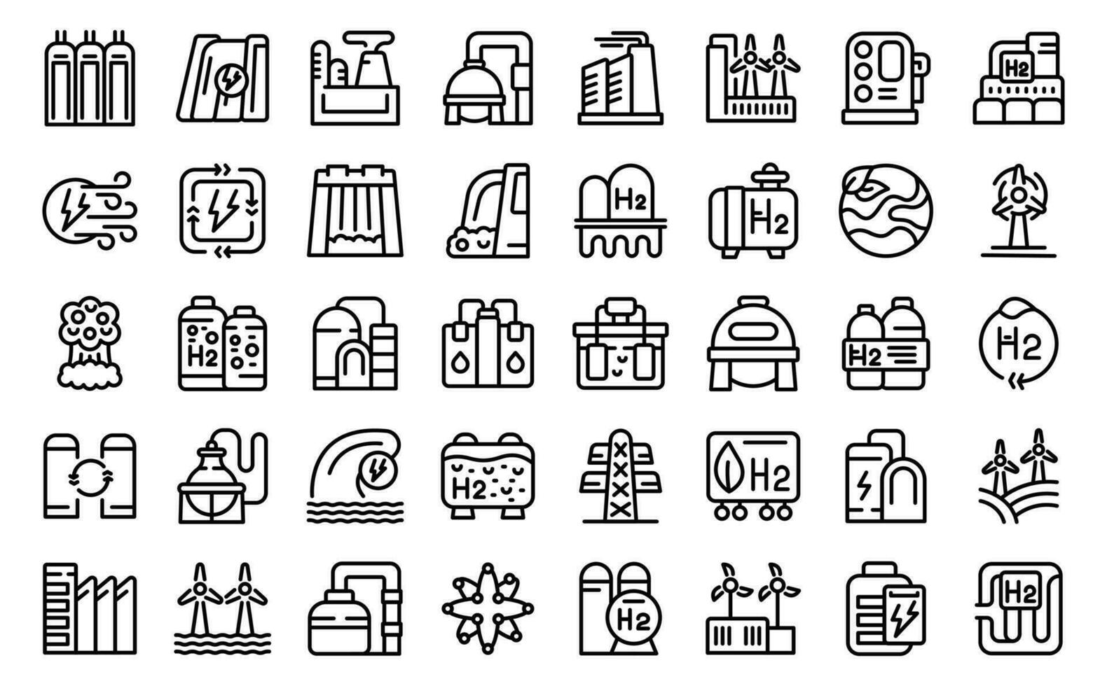 Hydrogen energy icons set outline vector. Fuel energy vector