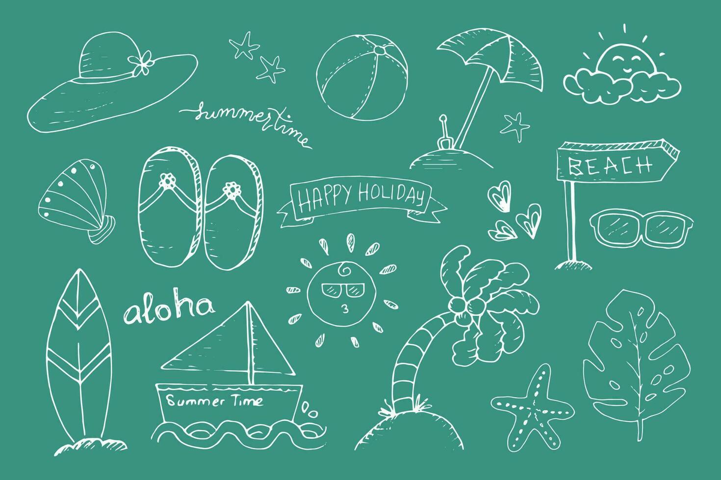 Cute Simple Summer Doodle Collection vector