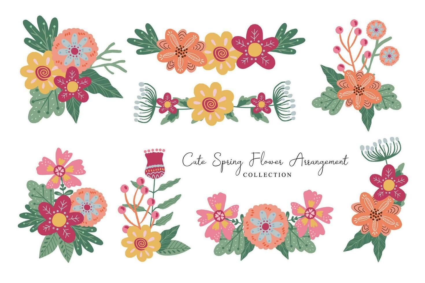 Cute Simple Flower Arrangement Collection vector