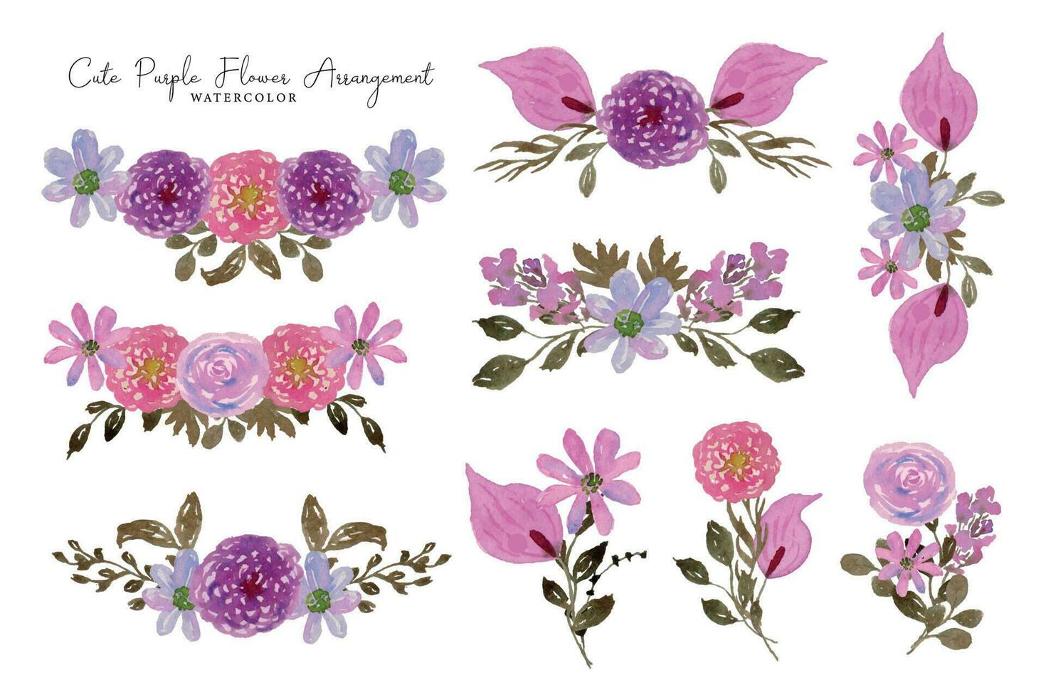 Aesthetic Flower Arrangement Watercolor Collection vector