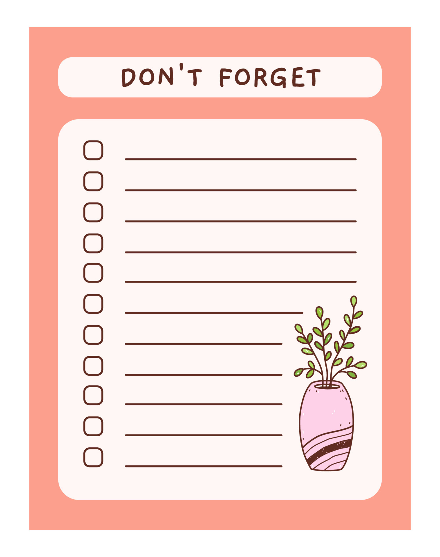 Cute to do list template with floral element Funny design of daily