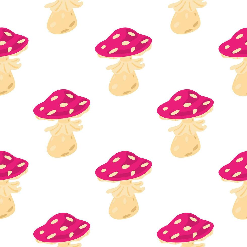 Magical magic fly agaric seamless pattern. Creative mushrooms silhouettes wallpaper. vector
