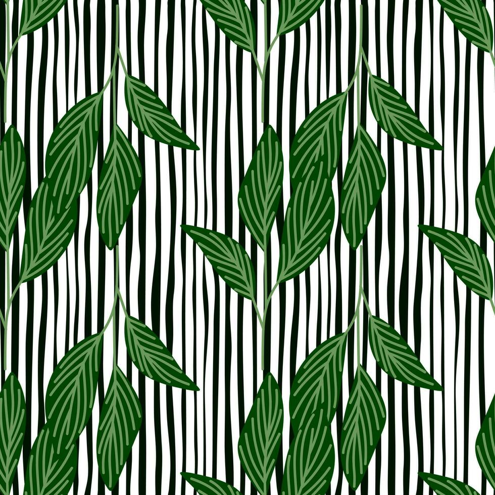 Organic leaves seamless pattern in simple style. Botanical background. vector