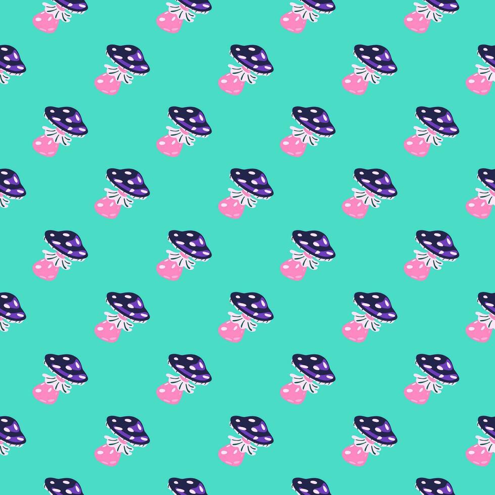 Magical magic fly agaric seamless pattern. Creative mushrooms silhouettes wallpaper. vector