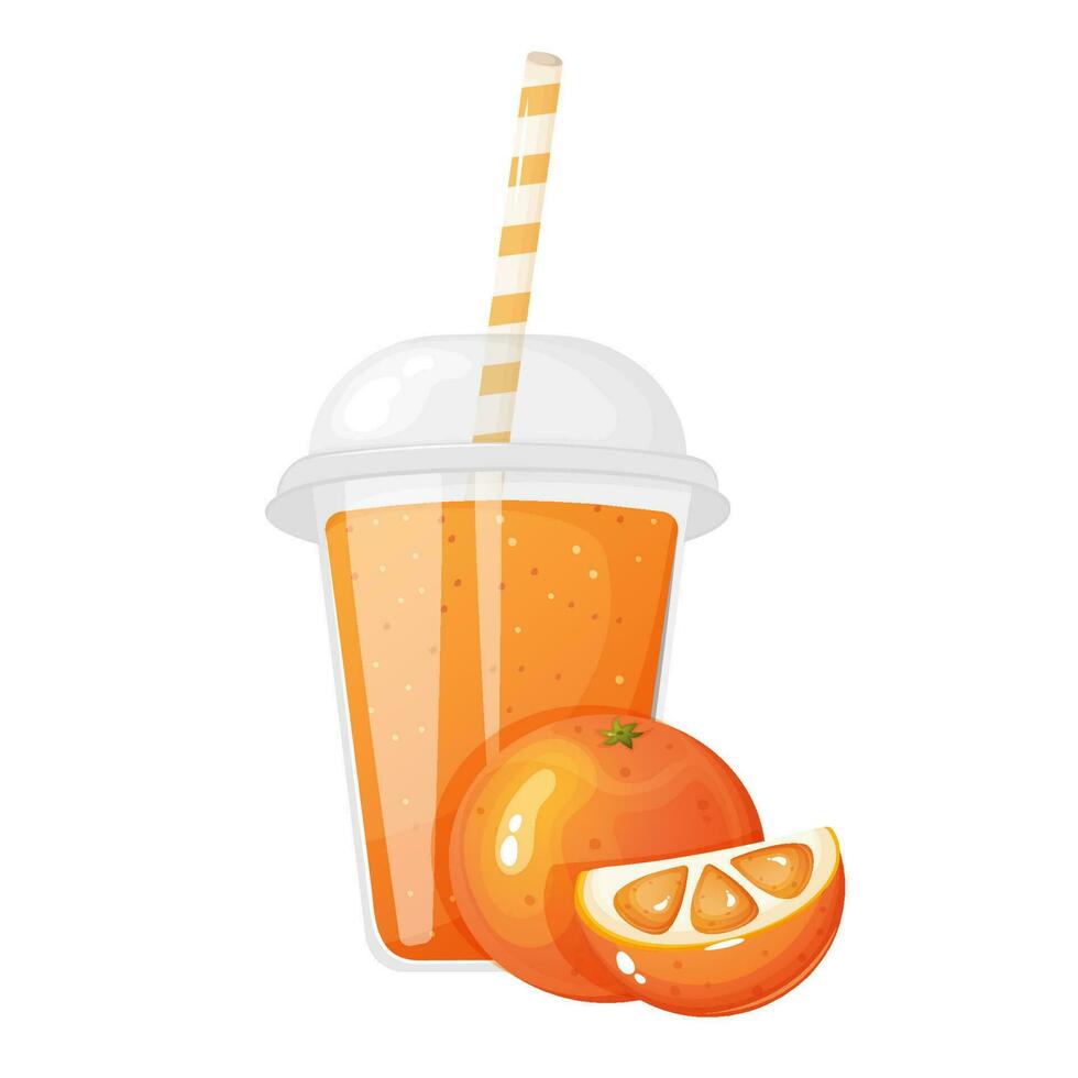 Smoothie decorated with orange. Freshness summer drink. White background isolated. vector